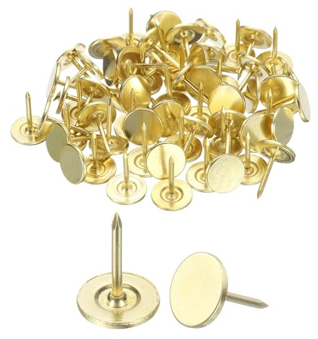 QUARKZMAN 150 Stück Polsternägel 11mm x 15mm Flachkopf Dekorative Möbelstifte Push Pins Für Möbel Sofa Kopfteile Gold