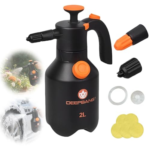 Premium Schaumsprüher 2L,Robuster Pumpsprüher mit Überdruckventil & Verstellbarer Düse,Drucksprüher Auto Waschen Set,Präzise Pumpflasche für Auto,Haus,Garten & Reinigungsmittel