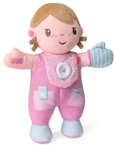 Chicco Interaktive Entwicklungs-Puppe Bilingual (Italienisch/Englisch) Mila, Lehrt Körperteile, Zahlen und Anziehen, Montessori-Methode, Weich, ab 6 Monaten+