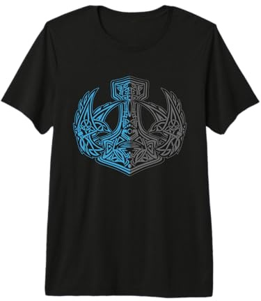 Rabe Raben Odins Thors Hammer Mjölnir Walhalla Wikinger Fan Premium T-Shirt