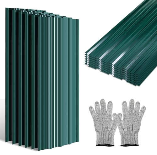 Jayseuw 24er Set Profilblech Trapezblech, Dachplatten Wellblechplatten für Dach 129x46cm 14m² Metall Stahlblechdachplatten Dachblech Blech für Carport Gerätehaus, Grün