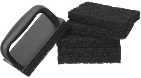 HOMOBABE Set de Nettoyage Barbecue Brosse pour Plancha et Éponge en PP Noir, Kit Pratique pour Éliminer l'huile et Nettoyer Le Comptoir Efficacement