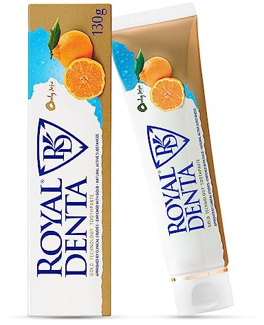 Royal Denta Hydroxyapatite Enamel Repair Toothpaste with Gold Particles, Xylitol Fluoride Toothpaste Gentle Gum & Teeth Care for Adults & Kids, Suitable for Electric Toothbrush, Citrus Taste, 130g.