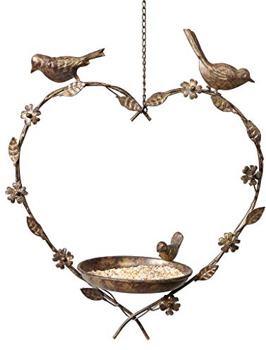 Bird Feeder Dish Vintage Hanging Heart Spring Garden Accessory Wedding Anniversary Fathers Day Gardening Gift Idea