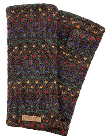McRon Damen Gestrickte Pulswärmer Stulpen Modell Ines regenbogen