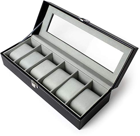 igadgitz home U7088 – Boîte de présentation pour montres – Noir – 6 montres