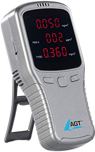 AGT Feinstaubmessgerät: 5in1-Akku-Feinstaub-Messgerät für HCHO, PM1/2,5/10 und TVOC (Feinstaubmessgerät Test, Feinstaubmesser, Luftreiniger)