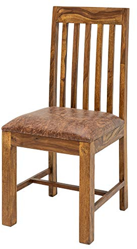 invicta INTERIOR Massiver Stuhl MAKASSAR Sheesham Esszimmerstuhl gepolstert Kolonialstil Holzstuhl Massivholzstuhl Konferenzstuhl