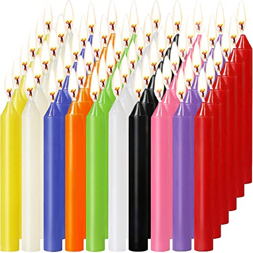 MAISITOO Bougies 60 Couleurs Assorties de Sorts Bougies Petit Dripless pour Chimes,Magie,Congrégation, Veillée aux chandelles,Rituals,Décorations festives (10 Couleurs) 4 Pouces de Hauteur