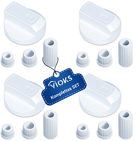 16 botones giratorios para estufa, 4 botones universales con adaptadores, diámetro de 38 mm, botones de repuesto para horno, color blanco