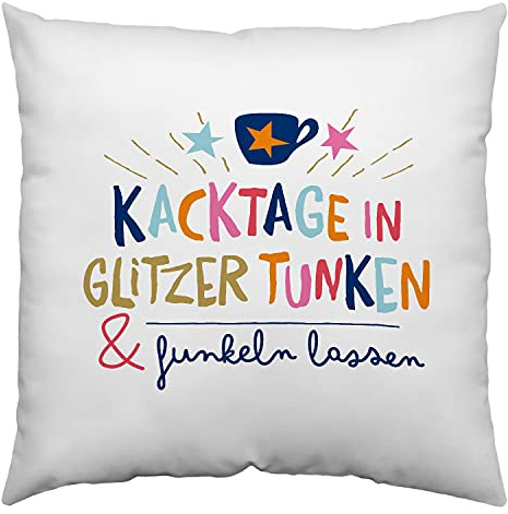 H:)PPY life 47380 Kissen mit Spruch Funkeln Lassen, 40 cm x 40 cm, Mehrfarbig