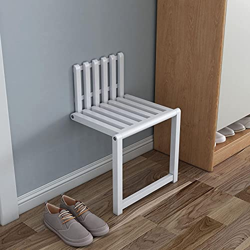 LHX Massivholzwandmontierter Klappstuhl, unsichtbarer Schuhwechselhocker, ultradünne Mode und platzsparend, Klapphocker for Badezimmer Flur, mit 300 kg (Color : White)