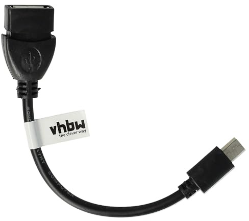 vhbw Adattatore OTG Compatibile con Coby Kyros Mid 7042, Mid 8027, Mid 8127 dispositivi mobili - Cavo da Mini USB (Maschio) a USB (Femmina), Nero