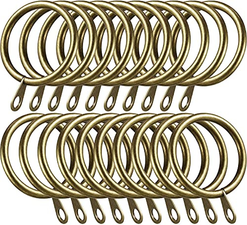 Large Antique Brass Curtain Pole Rings 30mm Strong Metal Curtain Hanging Rings Sliding Eyelet Rings Hanging Rings Pack of 36.