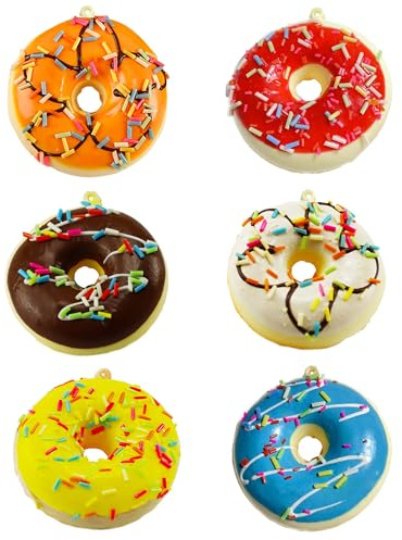 XCSJ 6pcs Realistische Künstliche Donuts 6.5 * 6.5 * 2.5cm Fake Donuts Modell Realistische Künstliche Lebensmittel Kuchen Simulation Donuts für Fotografie Requisiten (6)