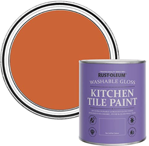 Rust-Oleum abwaschbare Küchenfliesenlack in orange mit Hochglanz Finish - Chai Tee 750ML