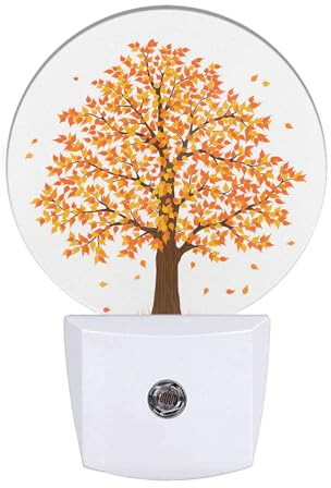 EKOBLA Maple Tree LED Night Light Autumn Fall Tree Orange Yellow Leaves Dusk to Dawn Plug-in Nightlights Auto Sensor for Home Indoor Bathroom Hallway Kitchen