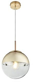 meineWunschleuchte Ausgefallene Pendelleuchte mit Glaskugel 1-flammig, Design in Gold & Klarglas, Ø 20cm