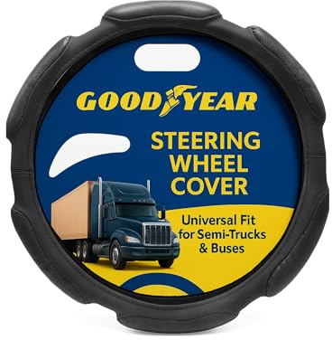 Goodyear 18 Semi Truck Steering Wheel Cover Non Slip Grip, Comfortable, Heavy-Duty Protection, Compatible with Freightliner, Bus, Trucks