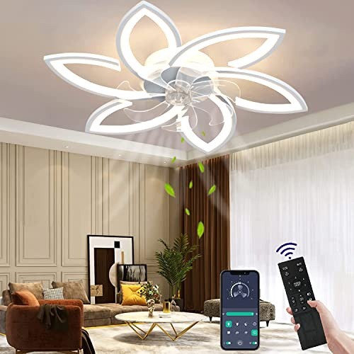 Wildcat Deckenventilator mit Beleuchtung Leise Moderne Led mit Fernbedienung Timer Blütenform Design Ventilator Deckenleuchte für Schlafzimmer Küche | Dimmbares LED, 6 Stufen Wind, reversibler Motor, Fernbedienung, leise für Schlafzimmer
