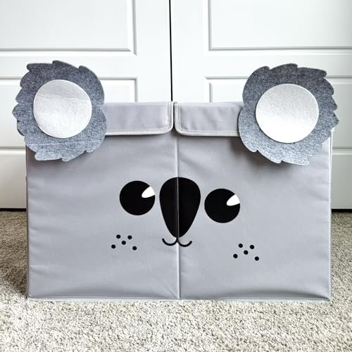 QUOKKA Baul Juguetes Infantil - Cesta Almacenaje Juguetero - Organizador Juguetes Infantil 63x41x33 cm - Koala Caja de Almacenamiento Tela para Niños - Plegable - Asas - Tapa Abatible