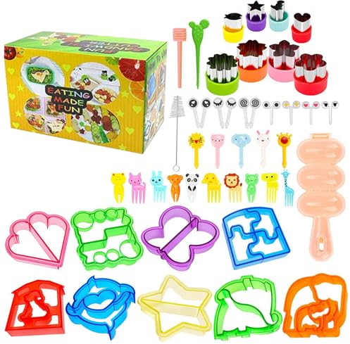 Sandwich Cutter Set, Sandwich Cutter and Sealer Set for Kids 45Pcs, DIY Cookie Stamps Mold Vegetable Fruit Cutters Shapes for Kids Back to School Bento Box Accessories