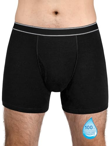 TIICHOO Inkontinenz Pants Männer aus Baumwolle Licht Saugfähigkeit 100ml Waschbar und Wiederverwendbar Inkontinenz Slip Herren 1er Pack(Large, 1 Schwarz)