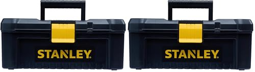 Stanley STST1-75517 Essential 16 Toolbox with Plastic Latches, Black/Yellow (Pack of 2)