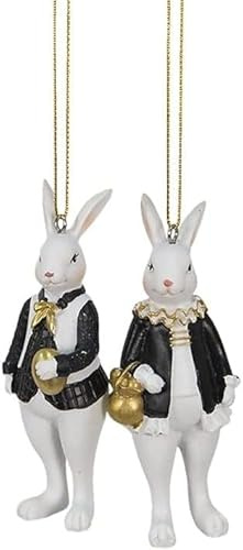2 Stück Hasen Polyresin zum hängen Osterhasen Ostern Fensterdeko modern schwarz-weiß