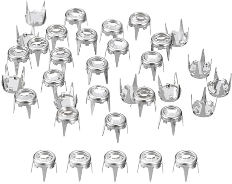 Källkarta 120 stycken strassörhängen påfyllningar, 6 mm/0,24 tum strassklopärlor, nagelhuvud, nitar, nitar, dekorativa för gör-det-själv-läderhantverk, bälte, silvervit