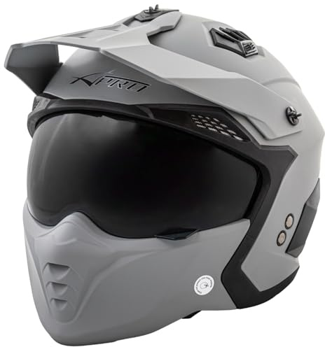 Motorrad Jet Helm Cafe Racer ECE 22-06 Sonnenblende Scooter Matt Grau XL