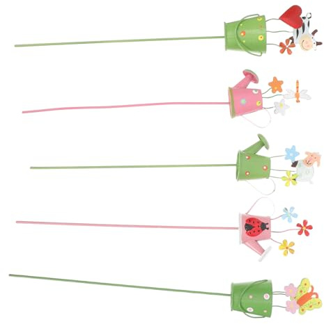 POPETPOP Metall Pflanzendekoration Gartendeko 5 Stück Bunte Blumentopf Picks Für Töpfe Weihnachtsdeko Garten Und Festtagsdekor