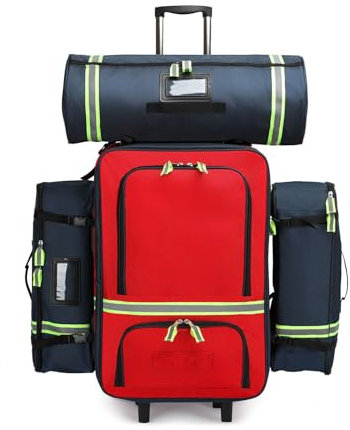 SUYUDD Leerer Notfallrucksack, Trauma-Tasche für Ersthelfer mit Trolley und Rollen, großes Fassungsvermögen aus Oxford-Gewebe für Rettungssanitäter, Sanitäter, Krankenschwestern, Taktische Sanitäter