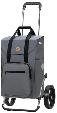 Andersen Einkaufstrolley - klappbar - 45 Liter - mit Kühlfach - belastbar 60 kg - Stahlgestell - Trolley - 3-Speichen-Rad Ø 25 cm - Royal Shopper Steel Wismar silbergr.