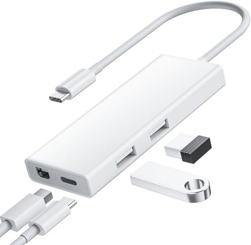 BolAAzuL USB C a Mini DisplayPort Adattatore multiporta, hub 4 in 1 di tipo C con 1xMini DP + 2xUSB 2.0 + 1xporta di ricarica (tipo C), 4K 60 Hz/65W PD/DP ALT Mode (non per monitor Thunderbolt 1/2)