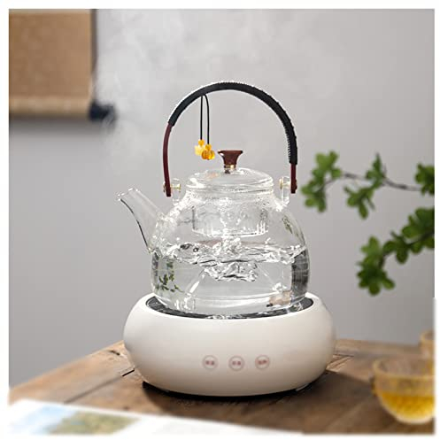QUSYZD Bollitore Elettrico in Vetro Trasparente da 1 l, teiera fumante, caffettiera, fornello Elettrico in Ceramica da 600 w, bollitore a Due velocità, erogatori di Acqua Calda,，