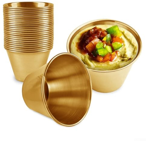 Lot de 12 petits ramequins individuels en acier inoxydable de 76,5 g pour condiments ketchup, moutarde, vinaigrette, sauce soja