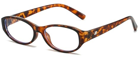 LJCZKA Ovale Blaulichtfilter Brille Damen Herren, Kleine Katzenauge Computerbrille Ohne Stärke Cateye Brille Anti-Müdigkeit für Handy, PC und TV