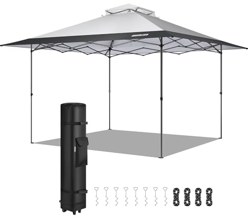 VIVOHOME Pavillon Doppelschichtdach für Terrasse Garten Hinterhof 4 x 4 m, Grau