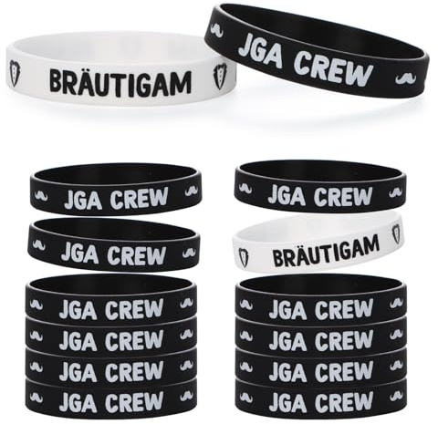 MEJOSER 12 Stück Junggesellenabschied Männer JGA Team Bräutigam Armbänder JGA Accessoires Männer Hochzeit Deko Bachelorette Party Mitgebsel Silikonarmband