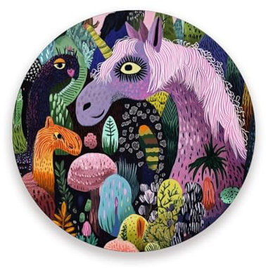 Portabicchieri rotondo in ceramica con unicorno di colore carino cartone animato sottobicchiere per auto assorbente decorazione per tavolino da caffè decorativo con supporto in sughero