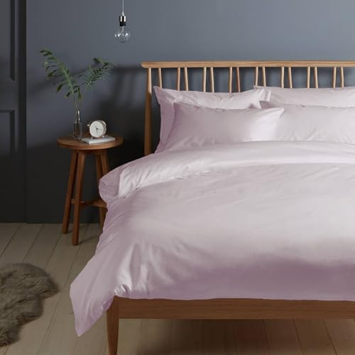 Pizuna Copripiumino Singolo Cotone 150x200 lilla chiaro, 400 fili con trama Sateen in 100% Cotone a fiocco lungo Copripiumino 150x200 con 1 federa 50x80