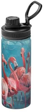 Bouilloire de sport isotherme, motif flamants roses, bouteille d'eau isotherme en acier inoxydable, chaud et froid