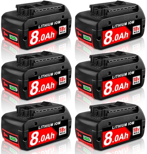 8.0Ah/8000mAh Ersatzakku für Bosch Akku 18V, Kompatibel mit Bosch Akku BAT618 BAT618G BAT609 BAT609G BAT619 BAT619G BAT610G BAT610 BAT618 BAT612 BAT622 (6PCS)
