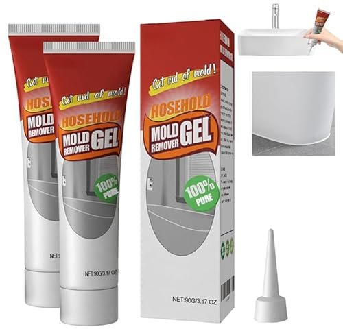 AZURAOKEY Gel Eliminador de Manchas para Uso Doméstico, Fórmula Mejorada 2025, Rápido y Efectivo para Eliminar Moho Negro en Lavadoras, Cocina, Baños, Azulejos y Grietas (90g)