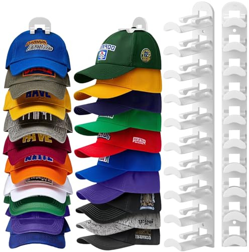 Porta Cappelli -Muro Gancio di Plastic - Cappelliera Parete con Ganci Resistente, Organizzatore per Cappelli e Berretti, Porta Cappellini con Visiera, Soluzione Pratica per Ordine in Casa Tipo B