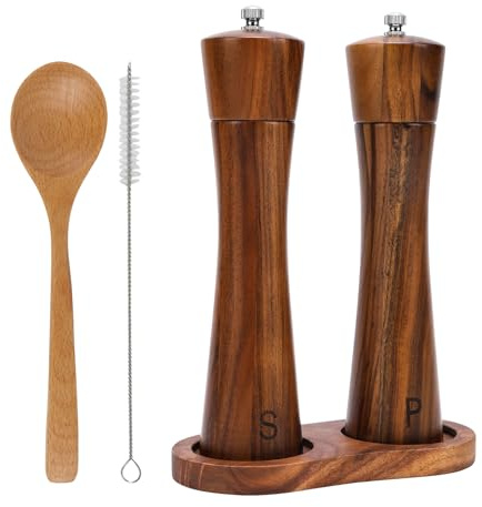 HZPZPP|Salt and Pepper Grinder Set|Pepper Mill|Wooden Salt and Pepper Grinder Set|Salt and Pepper Sets|Shaker Rotor Grinders 8Inch, Brown