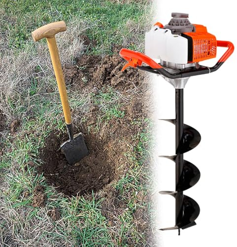 Trivella a coclea alimentata a gas da 52 cc 1900 W con punta da trapano in acciaio legato da 80 cm per terreni agricoli e giardino