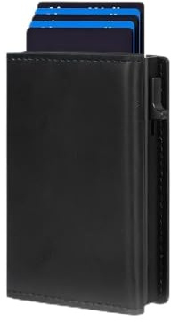 Portefeuille Homme, Porte Carte Bancair Homme avec Blocage RFID, Porte-Cartes de Crédit pour 9 Cartes, Porte Carte Bancaire avec Compartiment à Billets et Poche à Monnaie - Noir