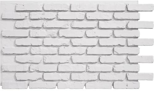 EverStone Aged Brick Faux Brick Panel, 46 7/8W x 27H x 1 1/4D, Whitestone Color